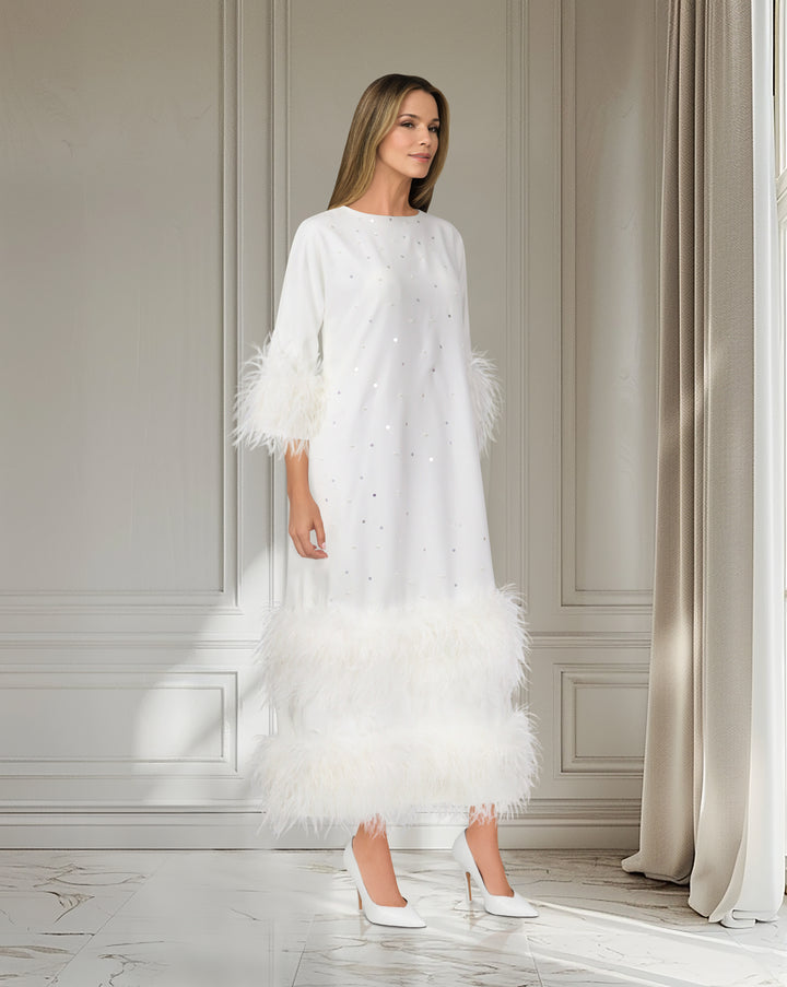 Ostrich feathered loose dress