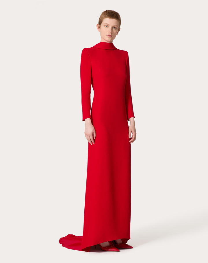long-sleeve high-neck column gown – SCLETTA