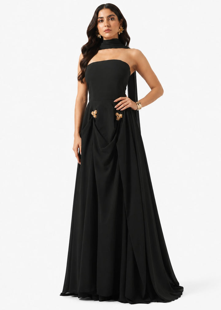 Strapless Draped Maxi Dress - Cream