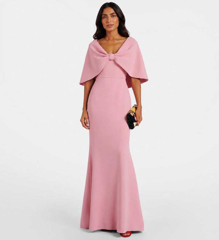 Blush Cape Bow Gown - Roselle