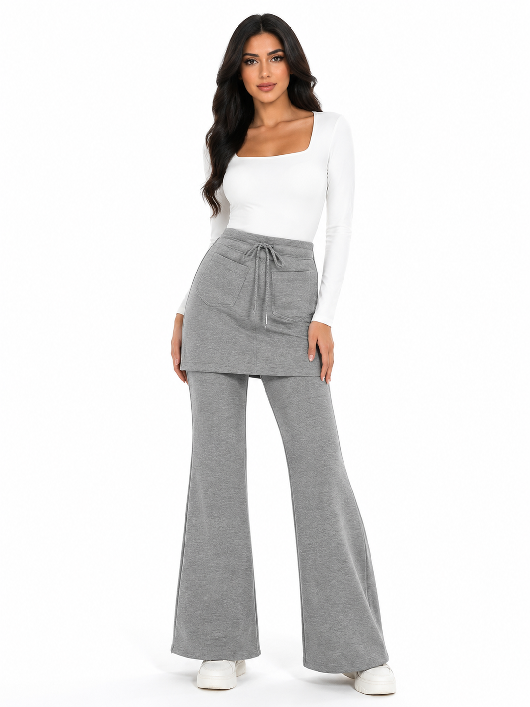 Layered Flare Pants Skirt - Helza