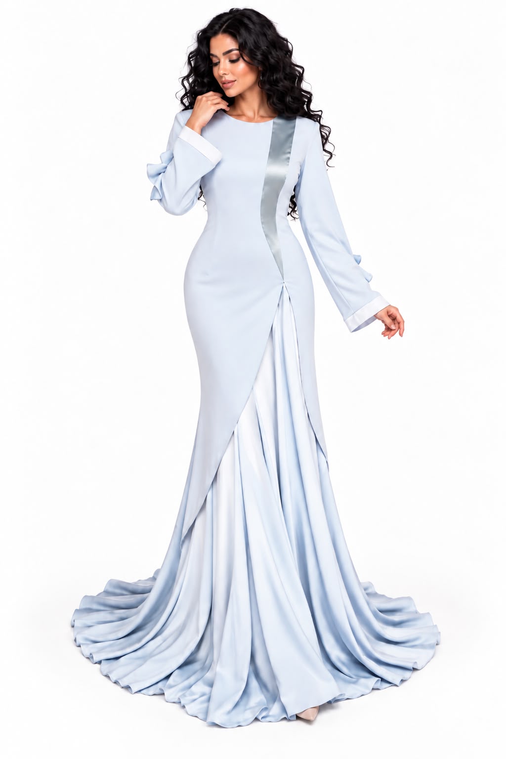Draped Panel Gown - Silver