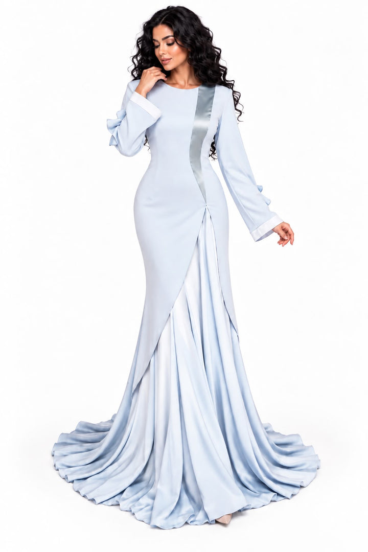 Draped Panel Gown - Silver