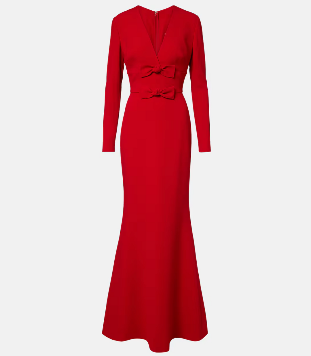 long sleeve V-neck gown with double bow detail – WALID-1