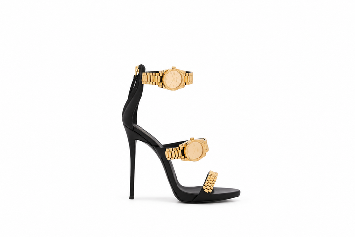 Gold Chain Strap Stiletto Sandals - Horologia