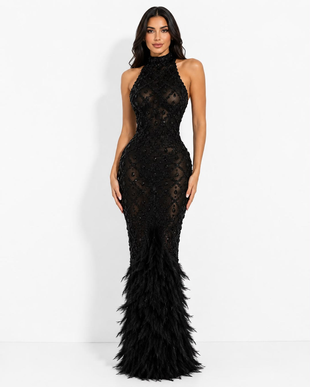 Golden Feather Evening Gown - Majesty