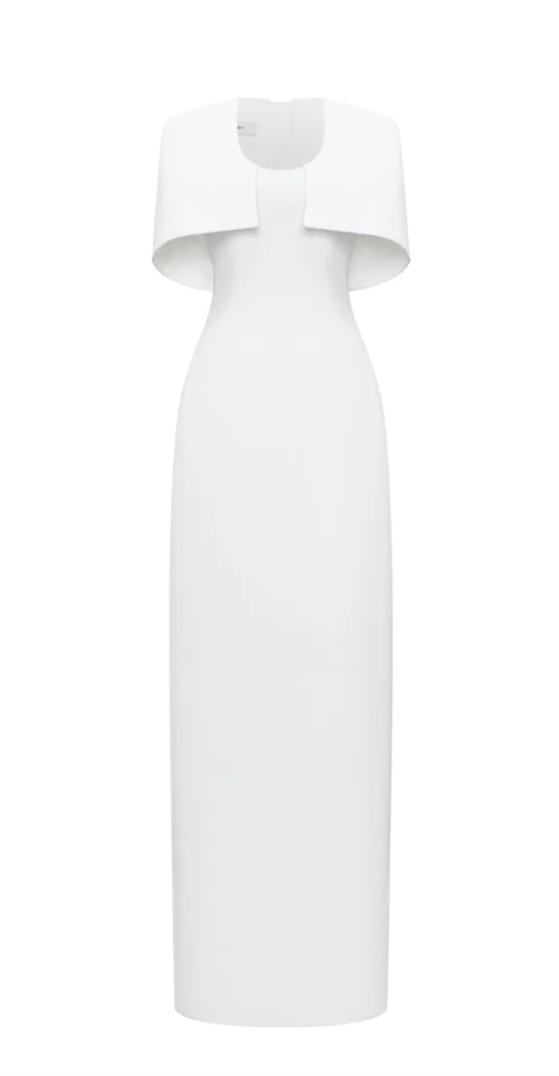 Sculpted Cape Gown – Ivory