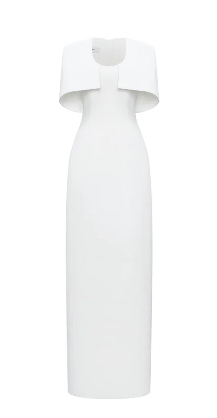 Sculpted Cape Gown – Ivory
