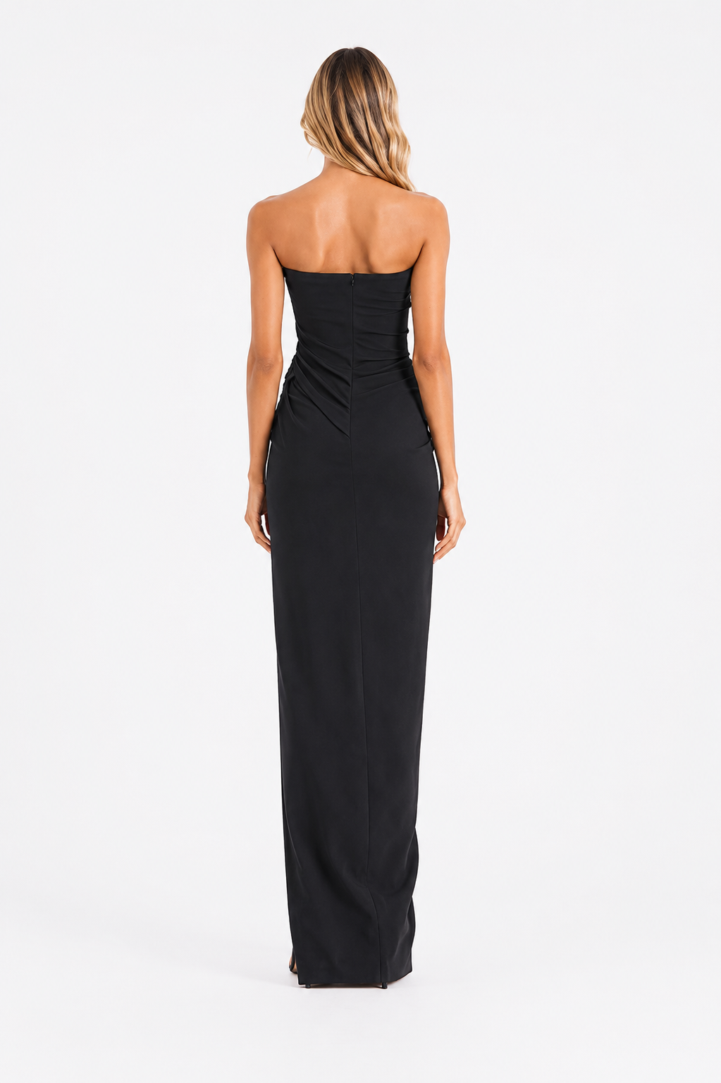 Strapless Ruched Maxi Dress – Onyx