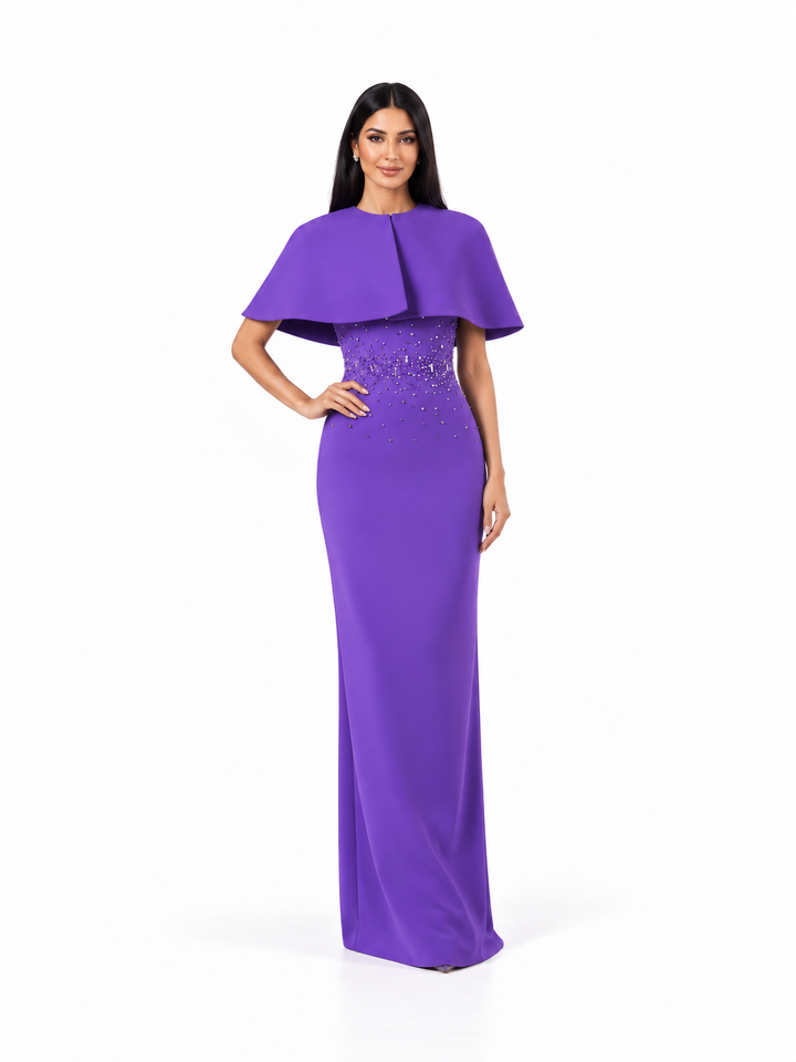 Crystal Waist Cape Column - Amethysta