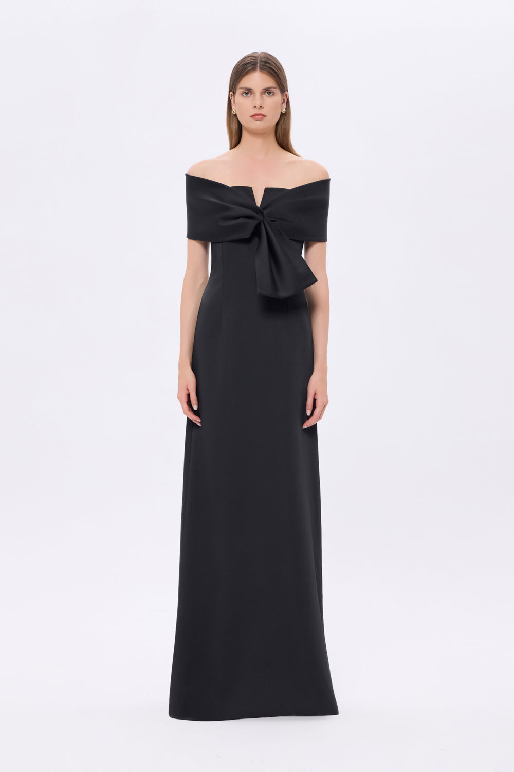 off-shoulder column dress with sculpted fold bodice – AURÉLIA