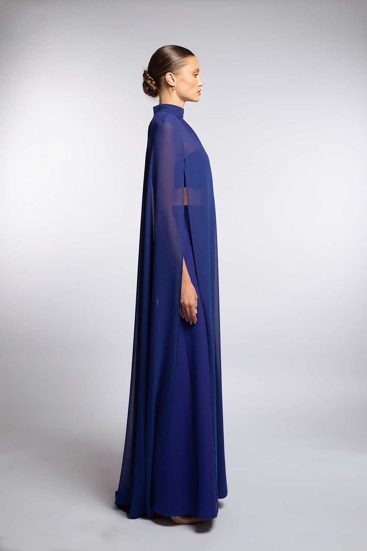 فستان سهرة شفاف بياقة عالية – منتصف الليل