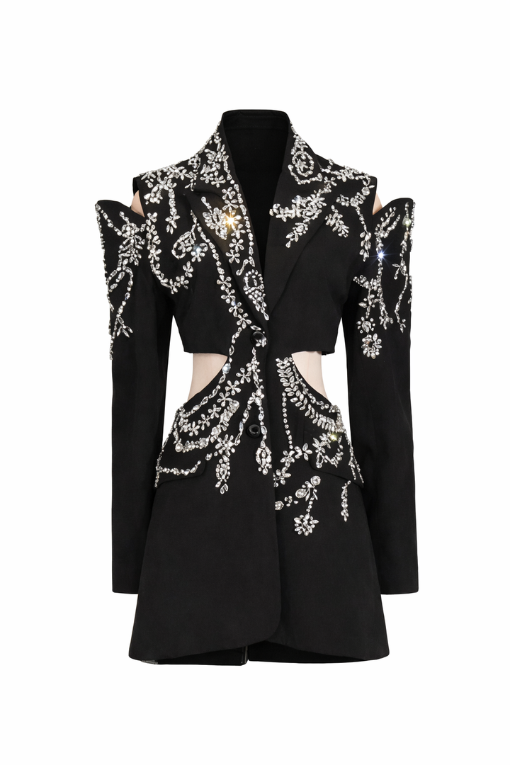 crystal-embellished cut-out blazer – AURORA