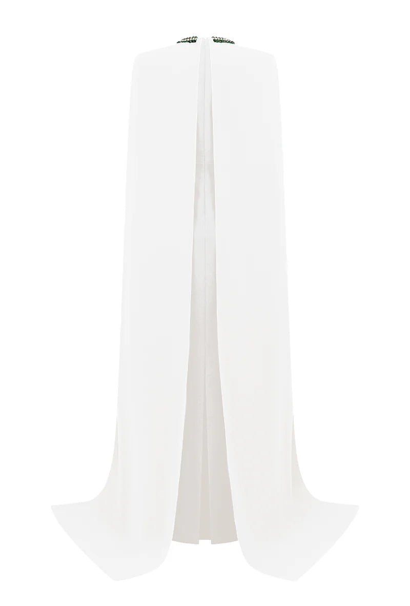 embellished cape gown with emerald accents – ESMERALDA
