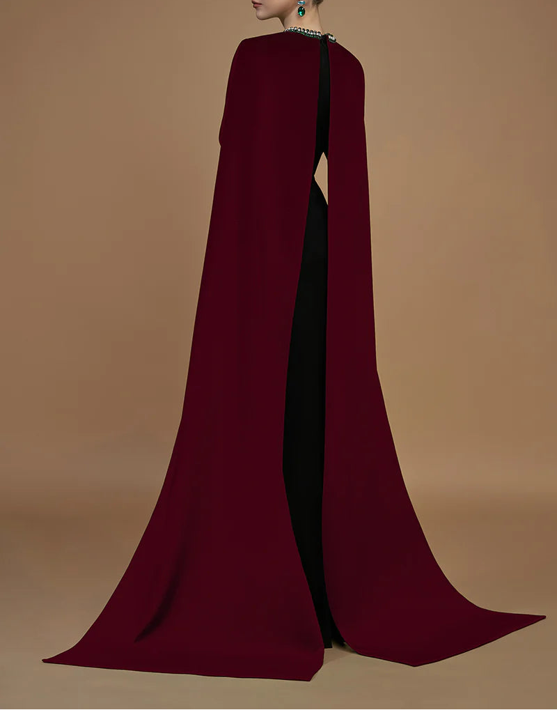 embellished cape gown with contrast drape – VICTORIA