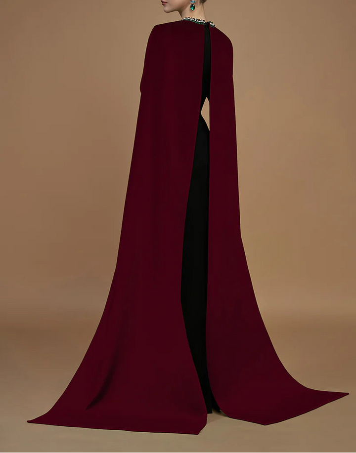 embellished cape gown with contrast drape – VICTORIA