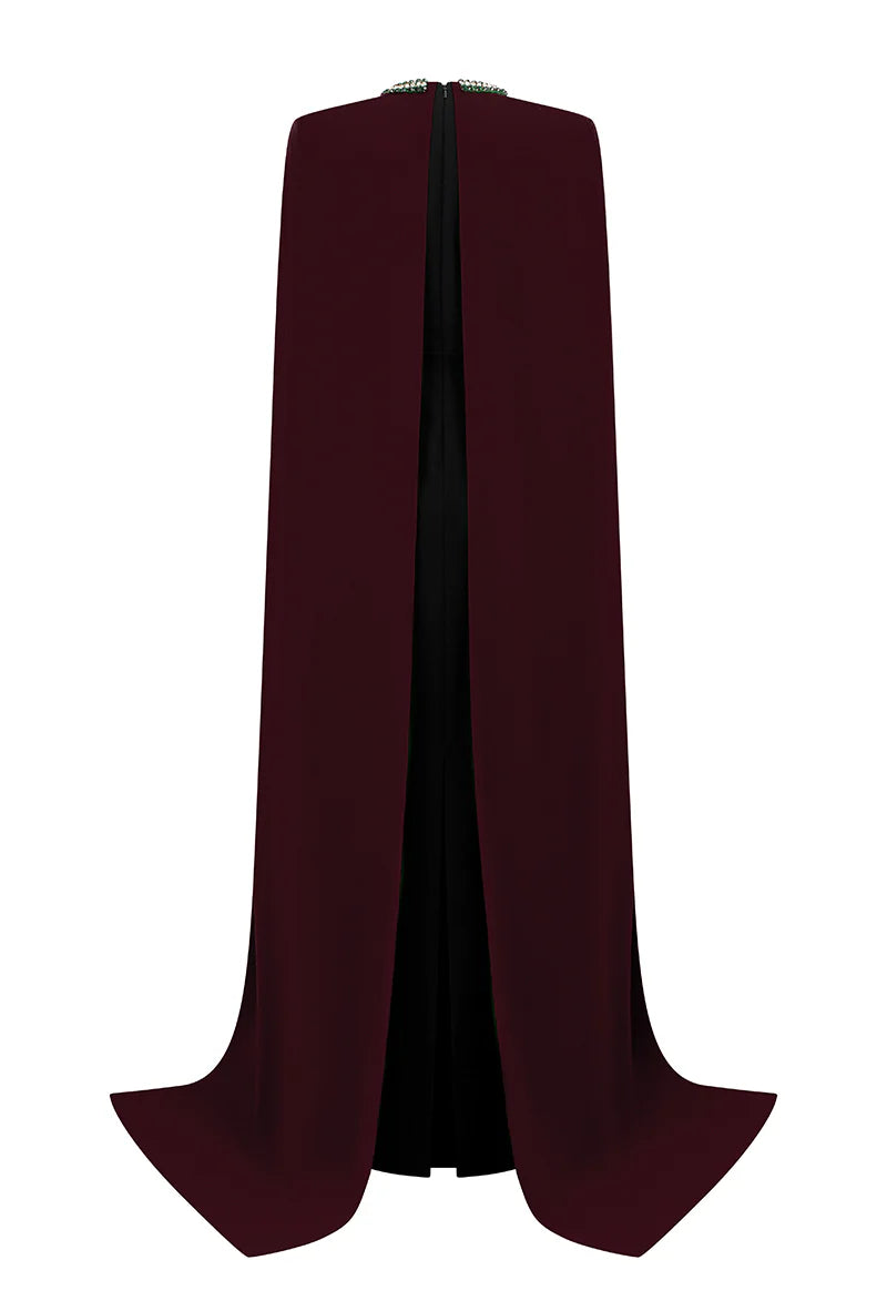 embellished cape gown with contrast drape – VICTORIA