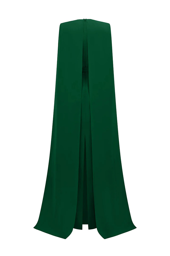 beaded cape gown with plunging neckline – SERAPHINA