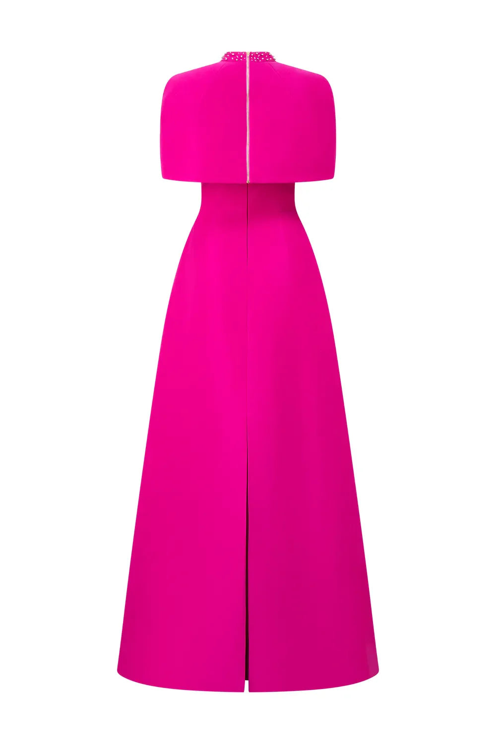 Strapless A-line dress with embellished shoulder cape - SERENA