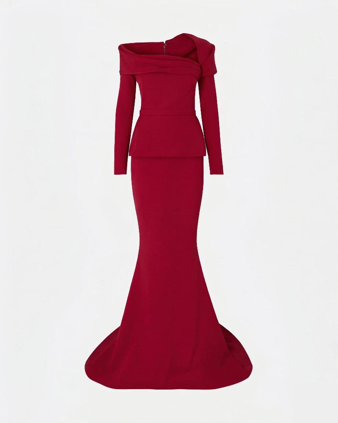 Blush Folded Off-Shoulder Mermaid Evening Gown - Elegance