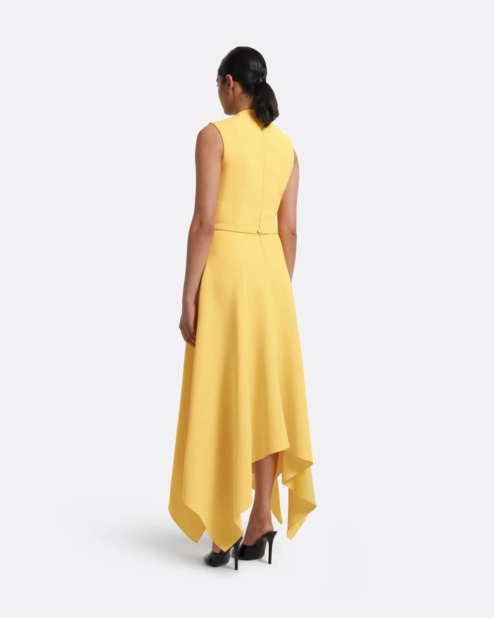 sleeveless asymmetrical hem dress with embellished belt – SUNRAY