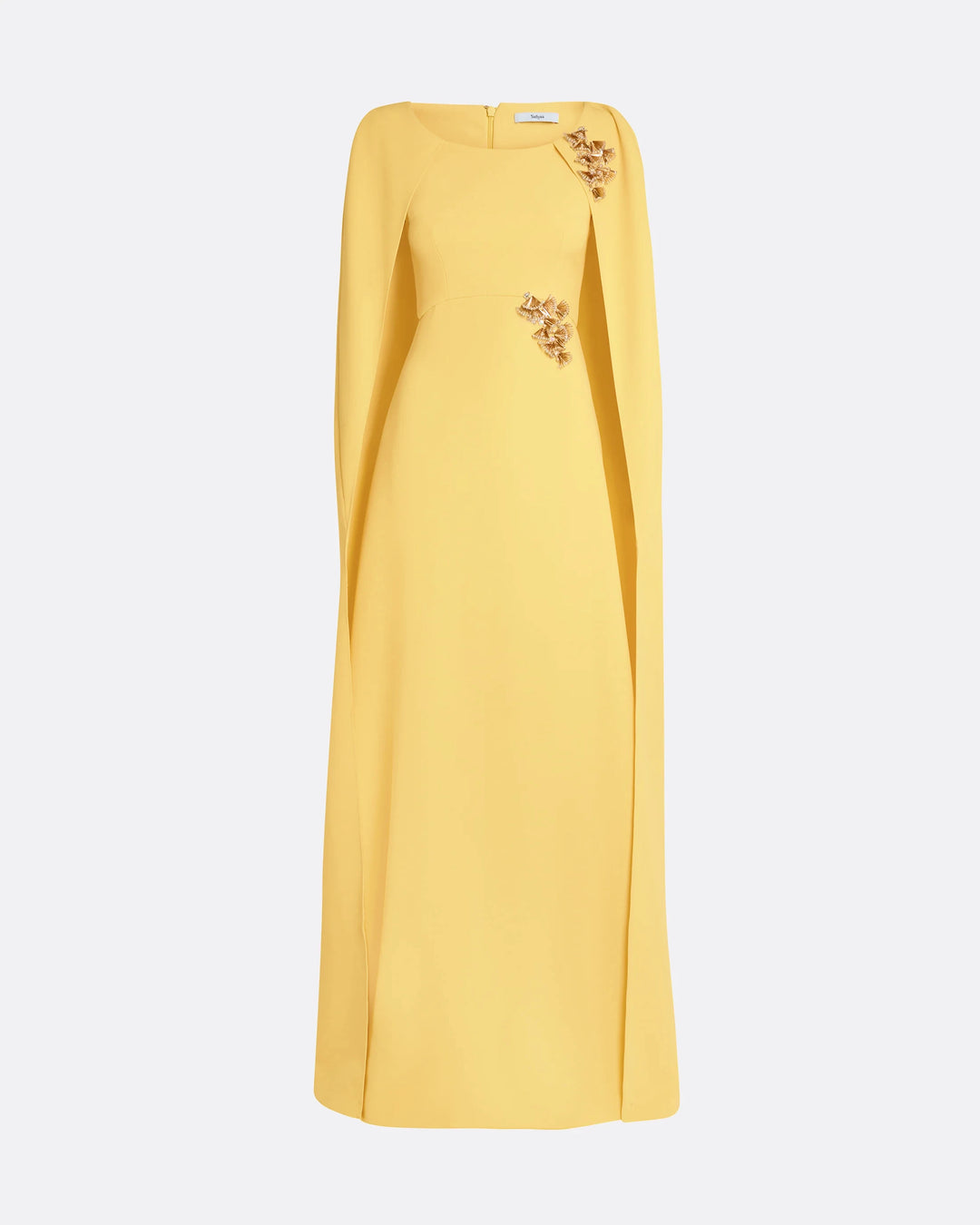 cape gown with floral embellishments – MARIGOLD