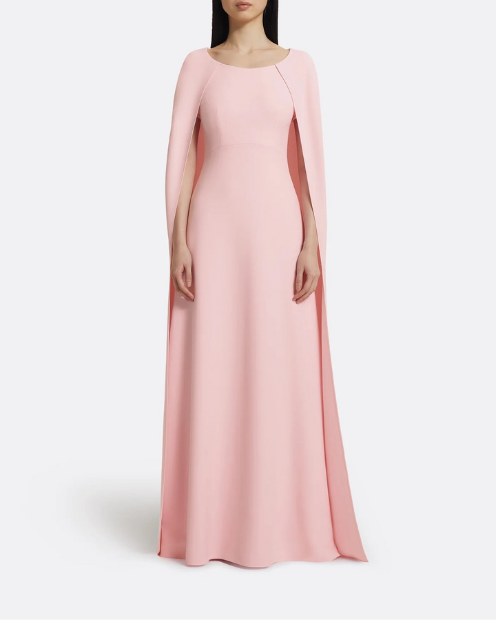 cape-sleeve A-line gown – LYCHEE
