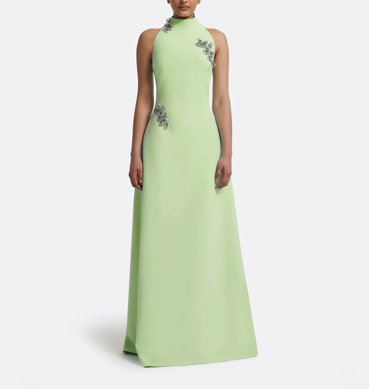 halter-neck gown with silver embellishments – MINTA