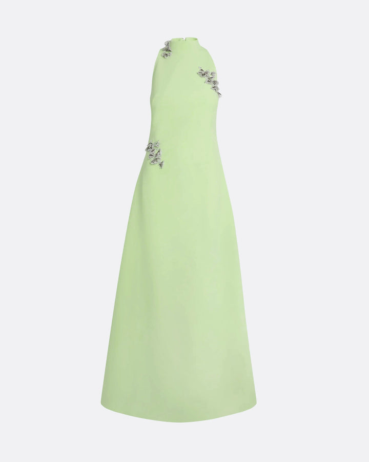 halter-neck gown with silver embellishments – MINTA