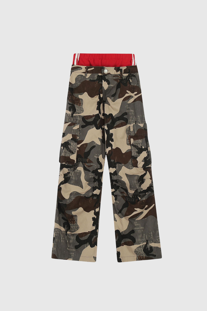 Ada Camouflage Print Deconstruct Stripe Pants