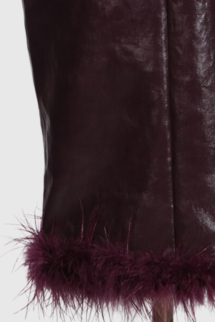 Adagio Deconstruct Faux Fur Leather Skirt