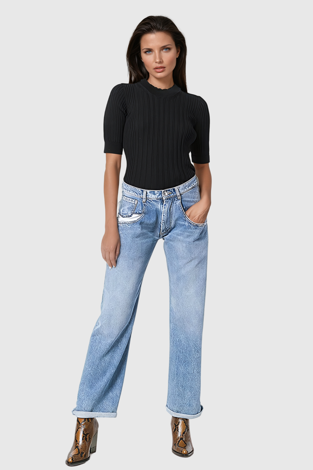 Aderes Contrast Pocket Straight Jeans