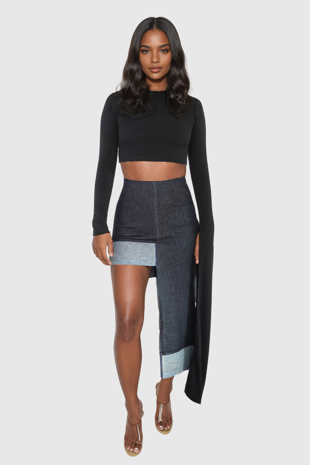 Adina Asymmetric Deconstruct Denim Skirt