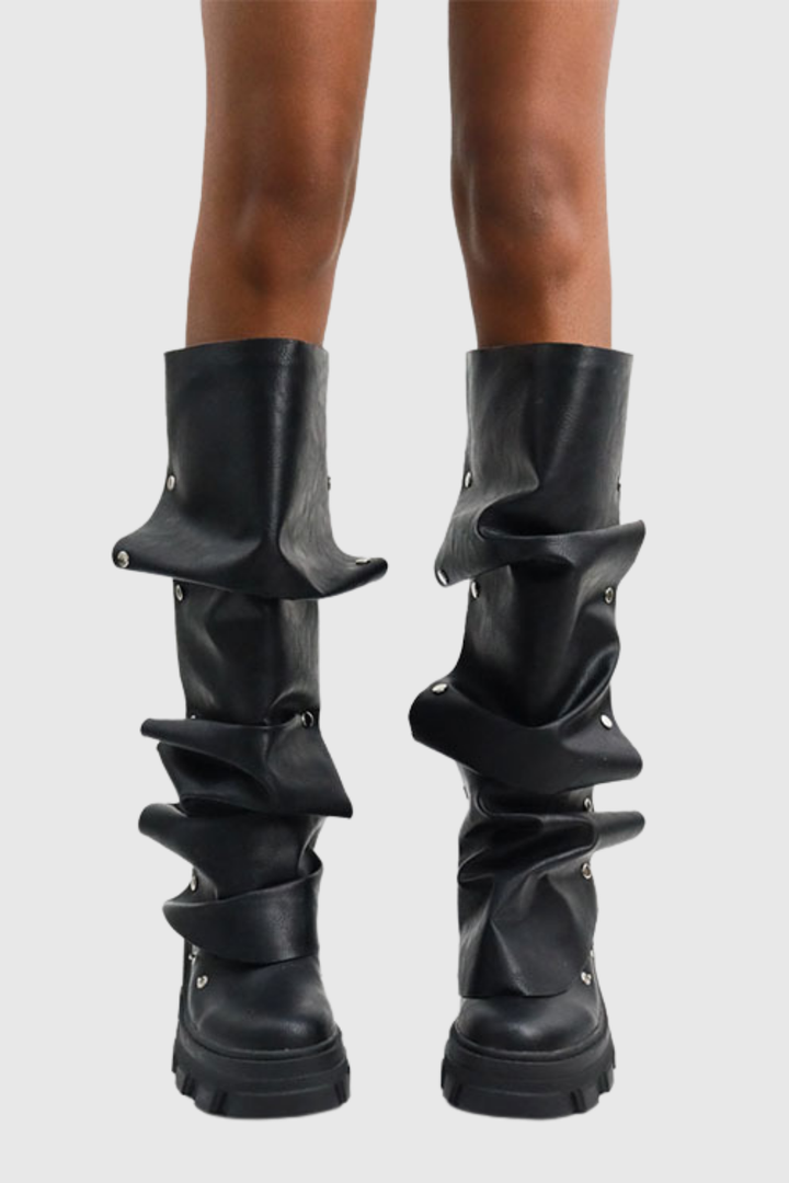 Agron Studded Ruch Leather Boots