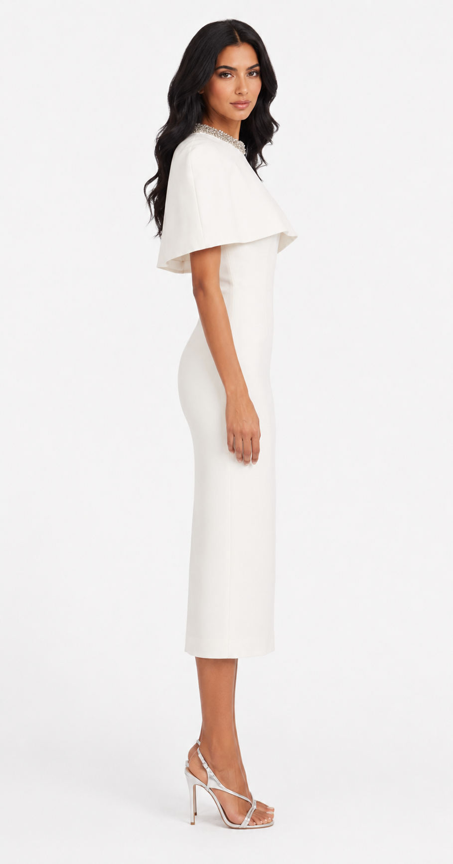 Cape Overlay Midi Dress - Firla