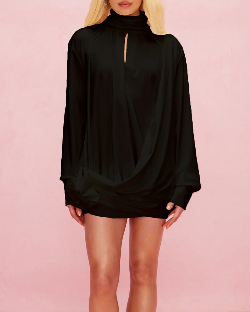 Geplooide top met uitlopende mouwen en maxi-rok set met tailleband – Rosiny 