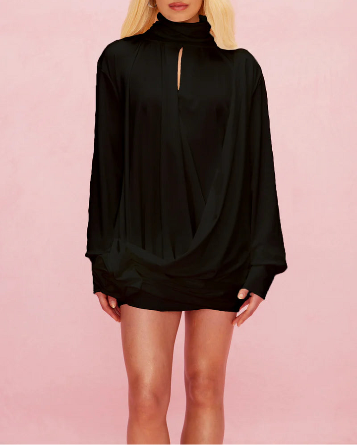 Geplooide top met uitlopende mouwen en maxi-rok set met tailleband – Rosiny 