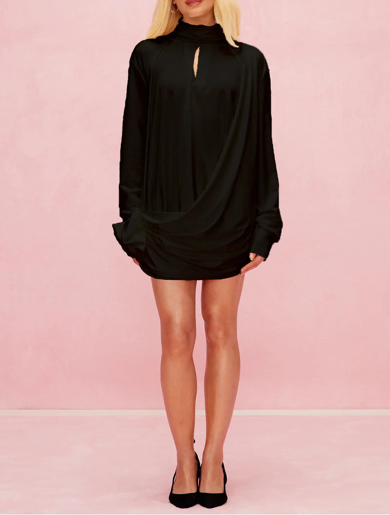 Geplooide top met uitlopende mouwen en maxi-rok set met tailleband – Rosiny 