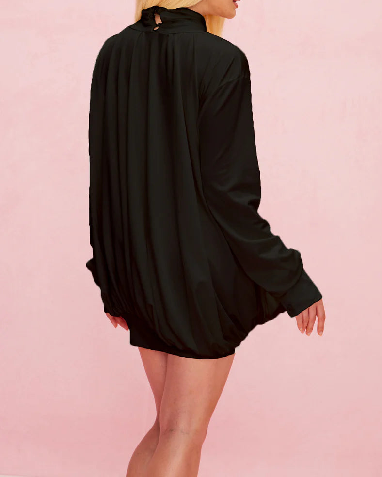 Geplooide top met uitlopende mouwen en maxi-rok set met tailleband – Rosiny 