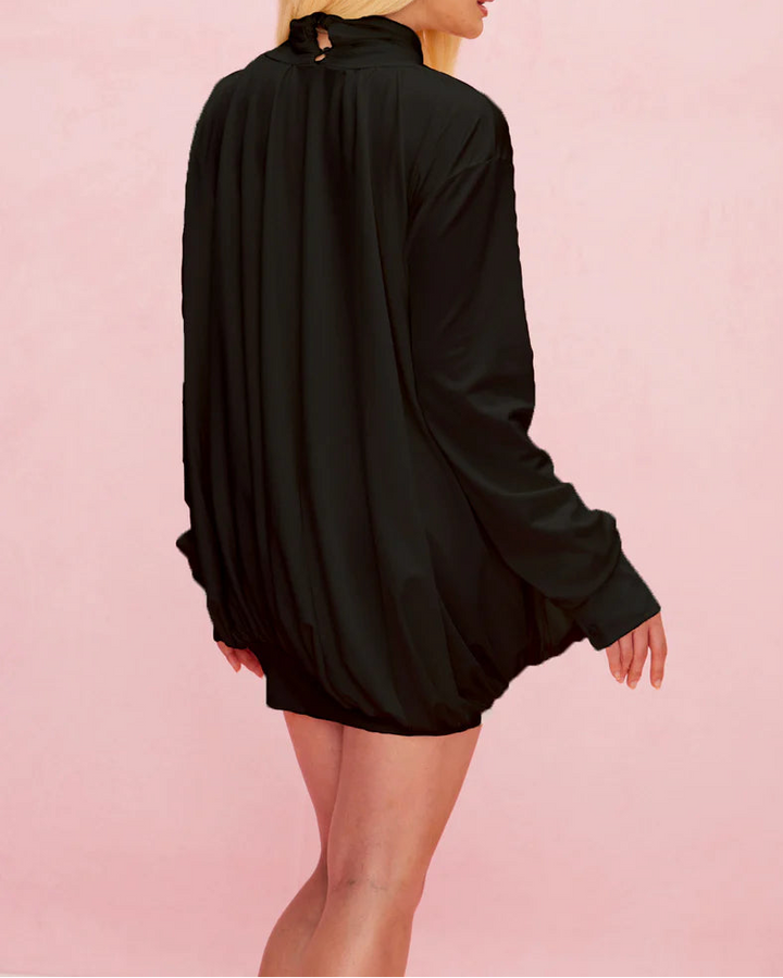 Geplooide top met uitlopende mouwen en maxi-rok set met tailleband – Rosiny 