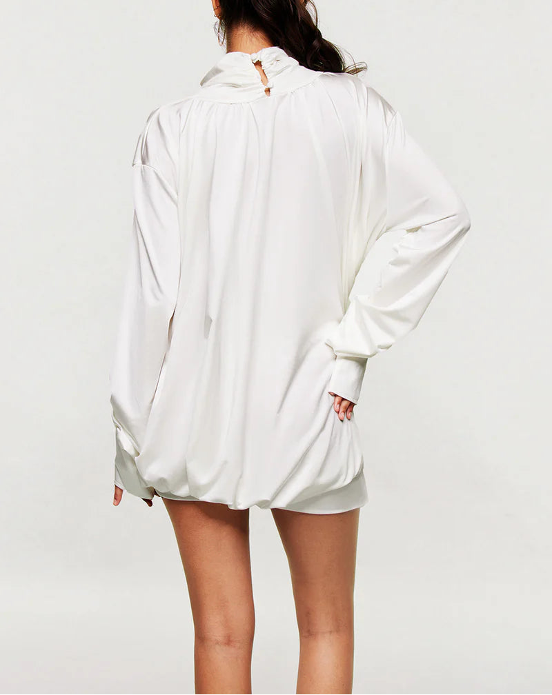 Geplooide top met uitlopende mouwen en maxi-rok set met tailleband – Rosiny 