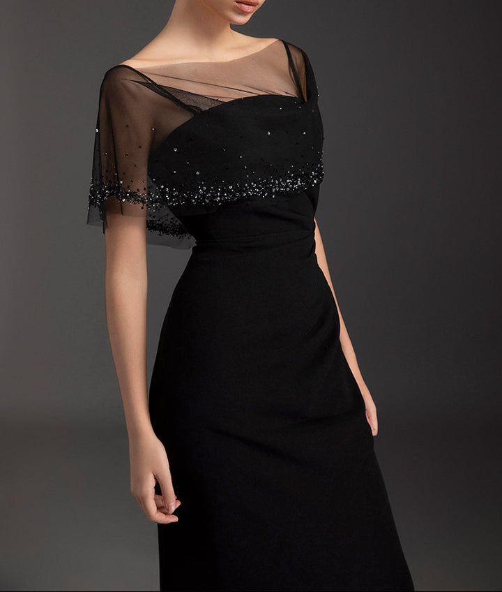 فستان حورية البحر بغطاء شبكي مطرز بالخرز – نوير