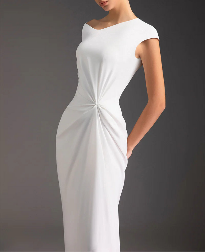 asymmetric-drape column gown – IVORY