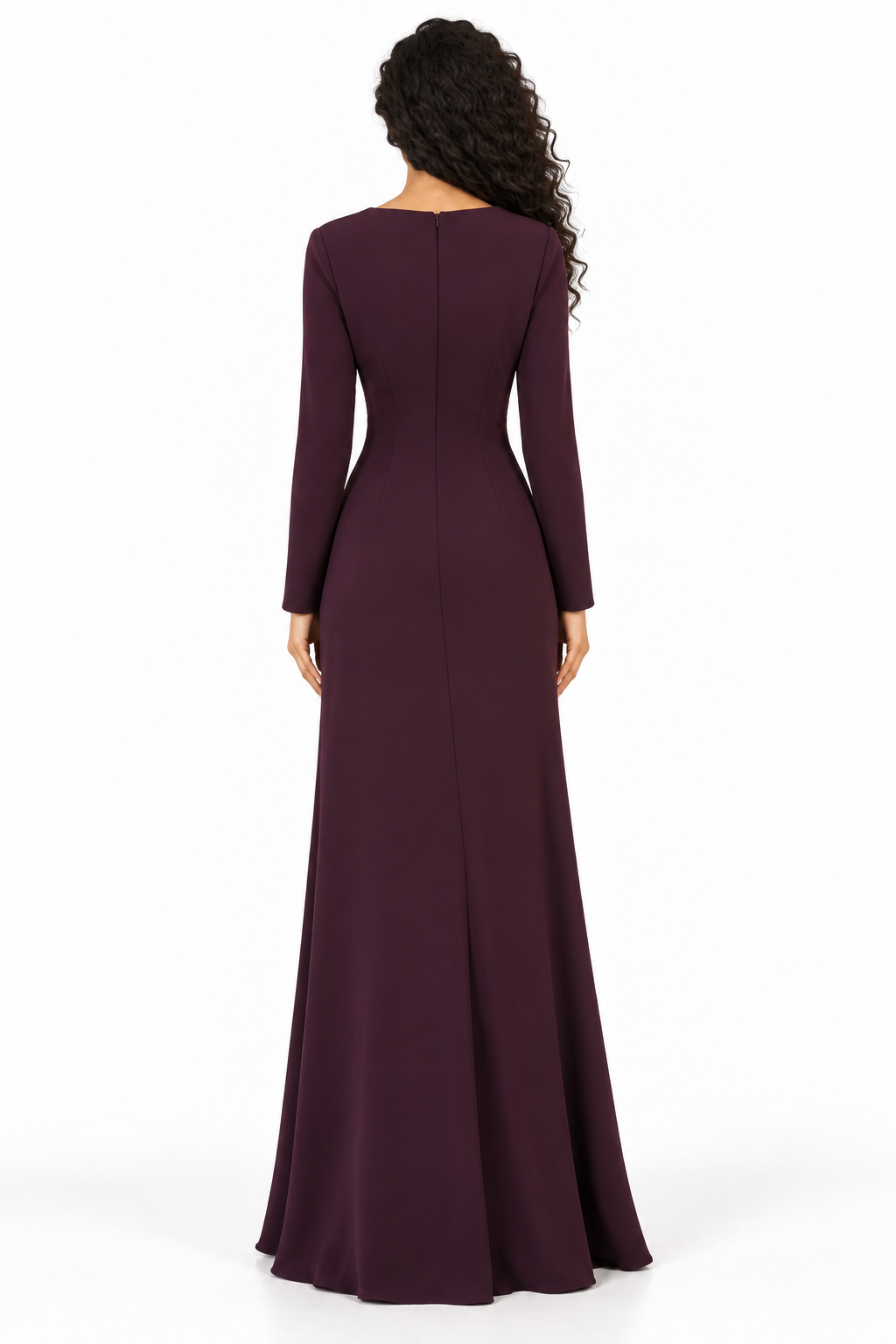 Plum Crystal Embellished Draped Maxi Dress - Elara
