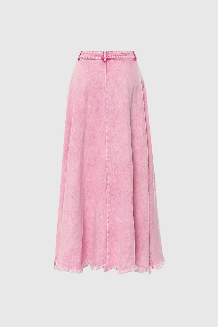 Ayleen Maxi Denim Skirt In Pink