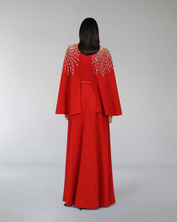 Beaded shoulders dress with cape sleeves  _ CARMAH