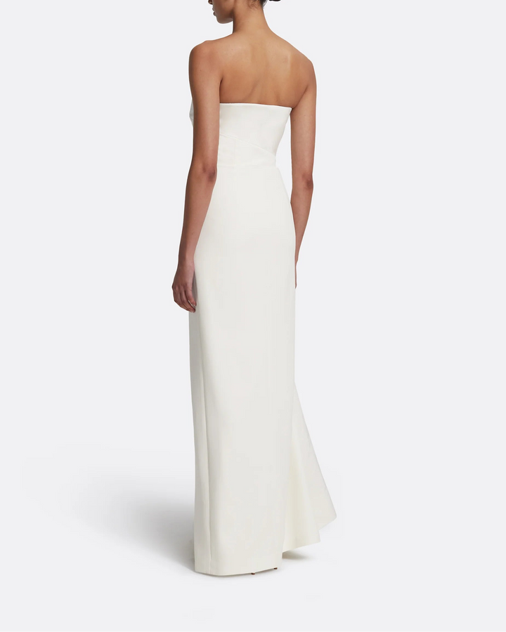 one-shoulder draped A-line gown – SOLENE