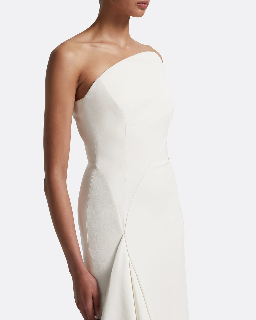 one-shoulder draped A-line gown – SOLENE