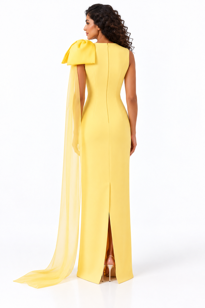 Bow Shoulder Draped Evening - Solara