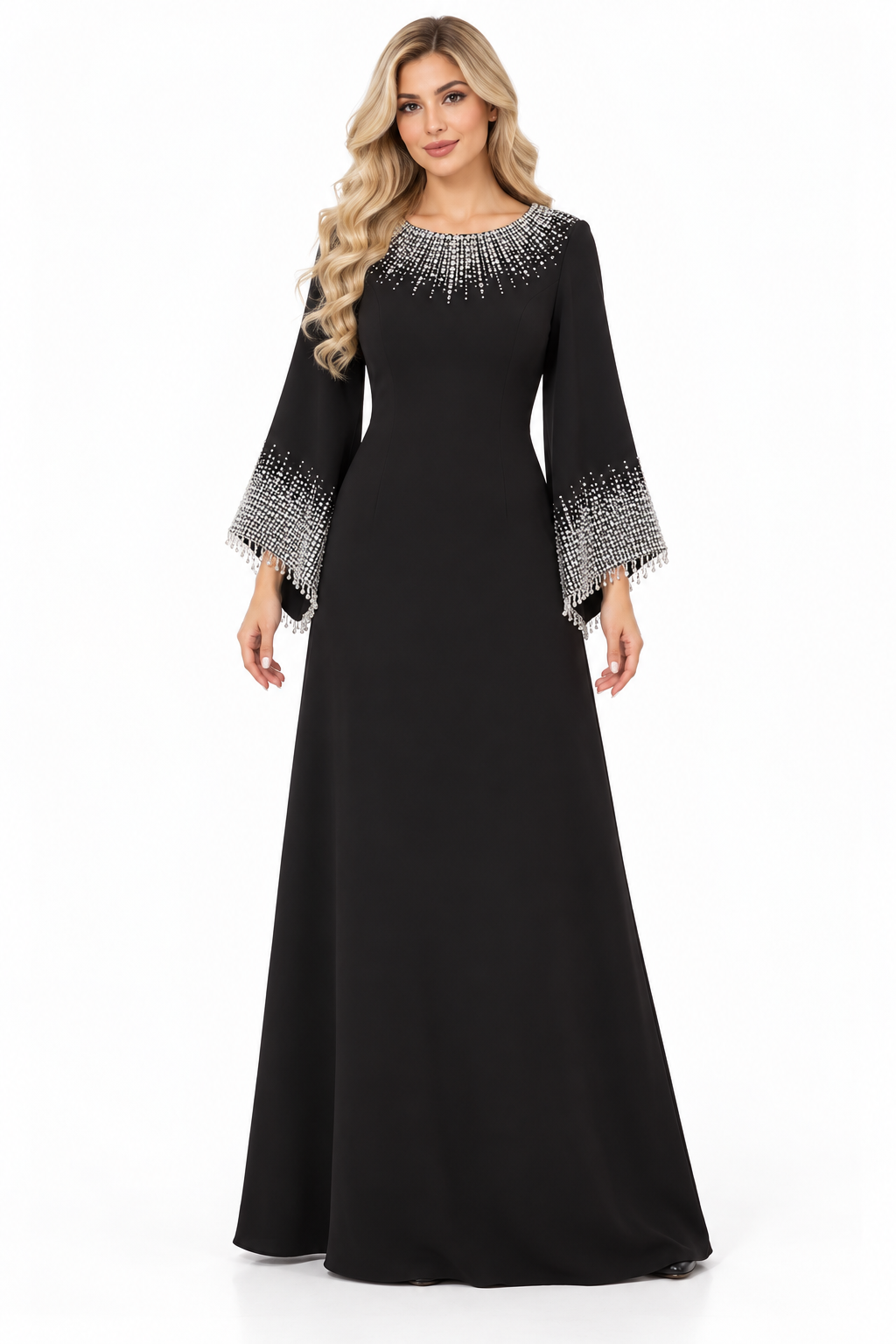 Crystal Neck Flared Sleeve - Opulence